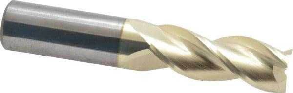 Accupro - 5/8", 1-5/8" LOC, 5/8" Shank Diam, 3-1/2" OAL, 3 Flute, Solid Carbide Square End Mill - Single End, ZrN Finish, Spiral Flute, 37° Helix, Centercutting, Right Hand Cut, Right Hand Flute - Apex Tool & Supply