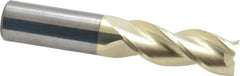 Accupro - 5/8", 1-5/8" LOC, 5/8" Shank Diam, 3-1/2" OAL, 3 Flute, Solid Carbide Square End Mill - Single End, ZrN Finish, Spiral Flute, 37° Helix, Centercutting, Right Hand Cut, Right Hand Flute - Apex Tool & Supply