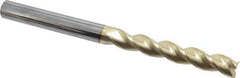 Accupro - 5/8", 4" LOC, 5/8" Shank Diam, 8" OAL, 3 Flute, Solid Carbide Square End Mill - Single End, ZrN Finish, Spiral Flute, 37° Helix, Centercutting, Right Hand Cut, Right Hand Flute - Apex Tool & Supply