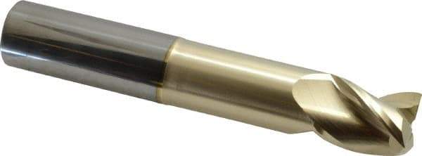 Accupro - 1", 1-1/4" LOC, 1" Shank Diam, 6" OAL, 3 Flute, Solid Carbide Square End Mill - Single End, ZrN Finish, Spiral Flute, 37° Helix, Centercutting, Right Hand Cut, Right Hand Flute - Apex Tool & Supply