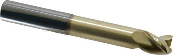Accupro - 1/2", 5/8" LOC, 1/2" Shank Diam, 4" OAL, 3 Flute, Solid Carbide Square End Mill - Single End, ZrN Finish, Spiral Flute, 37° Helix, Centercutting, Right Hand Cut, Right Hand Flute - Apex Tool & Supply