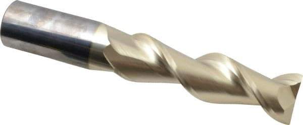 Accupro - 1", 3-1/2" LOC, 1" Shank Diam, 6" OAL, 2 Flute, Solid Carbide Square End Mill - Single End, ZrN Finish, Spiral Flute, 45° Helix, Centercutting, Right Hand Cut, Right Hand Flute - Apex Tool & Supply