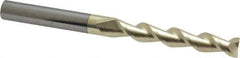 Accupro - 1/4", 1-1/2" LOC, 1/4" Shank Diam, 3" OAL, 2 Flute, Solid Carbide Square End Mill - Single End, ZrN Finish, Spiral Flute, 45° Helix, Centercutting, Right Hand Cut, Right Hand Flute - Apex Tool & Supply