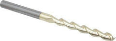 Accupro - 1/4", 2" LOC, 1/4" Shank Diam, 4" OAL, 2 Flute, Solid Carbide Square End Mill - Single End, ZrN Finish, Spiral Flute, 45° Helix, Centercutting, Right Hand Cut, Right Hand Flute - Apex Tool & Supply
