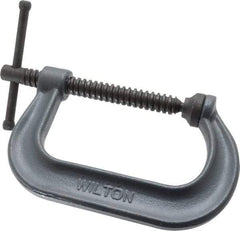 Wilton - Regular-Duty 4-1/4" Max Opening, 3-1/4" Throat Depth, Forged Steel Standard C-Clamp - 6,200 Lb Capacity, 0" Min Opening, Deep Throat - Apex Tool & Supply