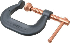 Wilton - Regular-Duty 2-1/8" Max Opening, 2-5/8" Throat Depth, Forged Steel Standard C-Clamp - 3,500 Lb Capacity, 0" Min Opening, Deep Throat - Apex Tool & Supply