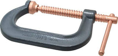 Wilton - Regular-Duty 4-1/4" Max Opening, 3-1/4" Throat Depth, Forged Steel Standard C-Clamp - 6,200 Lb Capacity, 0" Min Opening, Deep Throat - Apex Tool & Supply