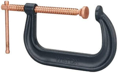 Wilton - Regular-Duty 6-1/16" Max Opening, 4-1/8" Throat Depth, Forged Steel Standard C-Clamp - 6,600 Lb Capacity, 0" Min Opening, Deep Throat - Apex Tool & Supply