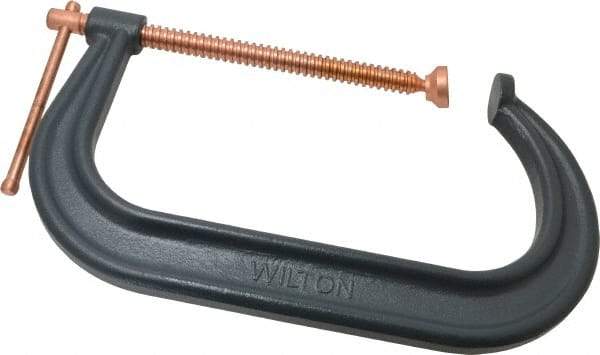 Wilton - Regular-Duty 10-1/8" Max Opening, 6" Throat Depth, Forged Steel Standard C-Clamp - 8,000 Lb Capacity, 2" Min Opening, Deep Throat - Apex Tool & Supply