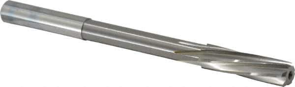 Magafor - 9.54mm Solid Carbide 6 Flute Chucking Reamer - Spiral Flute, 0.354" Straight Shank, 1-27/64" Flute Length, 4-31/32" OAL - Apex Tool & Supply