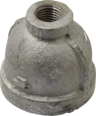 Made in USA - Class 150, 1 x 1/4" Galvanized Pipe Reducing Coupling - Threaded, Malleable Iron - Apex Tool & Supply