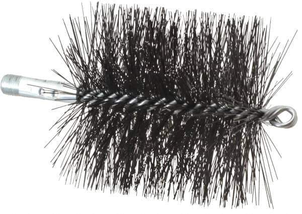 Schaefer Brush - 4-1/2" Brush Length, 4-1/2" Diam, Double Stem, Double Spiral Tube Brush - 7-1/2" Long, Tempered Steel Wire, 1/4" NPT Male Connection - Apex Tool & Supply