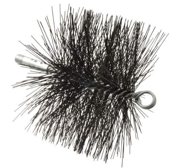 Schaefer Brush - 4-1/2" Brush Length, 7" Diam, Double Stem, Double Spiral Tube Brush - 7-1/2" Long, Tempered Steel Wire, 1/4" NPT Male Connection - Apex Tool & Supply
