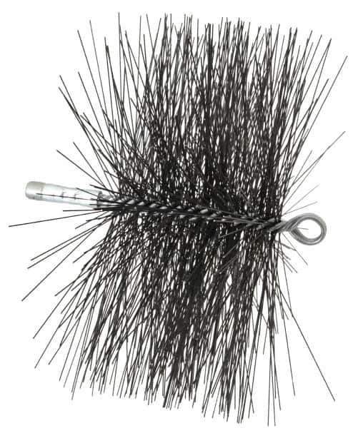 Schaefer Brush - 4-1/2" Brush Length, 10" Diam, Double Stem, Double Spiral Tube Brush - 7-1/2" Long, Tempered Steel Wire, 1/4" NPT Male Connection - Apex Tool & Supply
