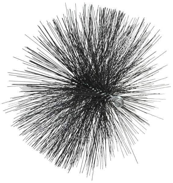 Schaefer Brush - 4-1/2" Brush Length, 13" Diam, Double Stem, Double Spiral Tube Brush - 7-1/2" Long, Tempered Steel Wire, 1/4" NPT Male Connection - Apex Tool & Supply