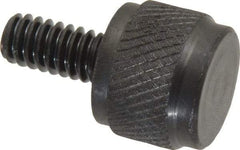 Gibraltar - 1/4-20 Knurled Shoulderless Steel Thumb Screw - 1" OAL, 5/8" Head Diam x 1/2" Head Height, Black Oxide Finish - Apex Tool & Supply
