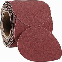Norton - 5" Diam, 80 Grit Ceramic Adhesive PSA Disc - Coarse Grade, Maroon, F Weighted Backing, Flexible - Apex Tool & Supply