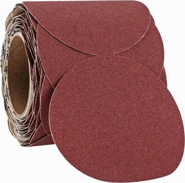 Norton - 5" Diam, 100 Grit Ceramic Adhesive PSA Disc - Medium Grade, Maroon, F Weighted Backing, Flexible - Apex Tool & Supply