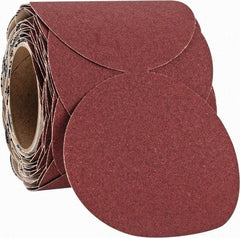 Norton - 5" Diam, 100 Grit Ceramic Adhesive PSA Disc - Medium Grade, Maroon, F Weighted Backing, Flexible - Apex Tool & Supply