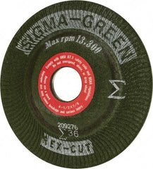 Rex Cut Product - 36 Grit, 4-1/2" Wheel Diam, 7/8" Arbor Hole, Type 27 Depressed Center Wheel - Ceramic, 13,300 Max RPM, Compatible with Angle Grinder - Apex Tool & Supply