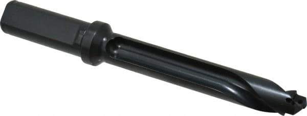 Allied Machine and Engineering - Series 17, 17 to 17.99mm Diam, 3/4" Diam Straight Shank with Flange, Straight Flute Spade Drill - 3-35/64" Max Depth, 4-47/64" Body Length, 6-49/64" OAL, Standard Length, Through Coolant - Apex Tool & Supply