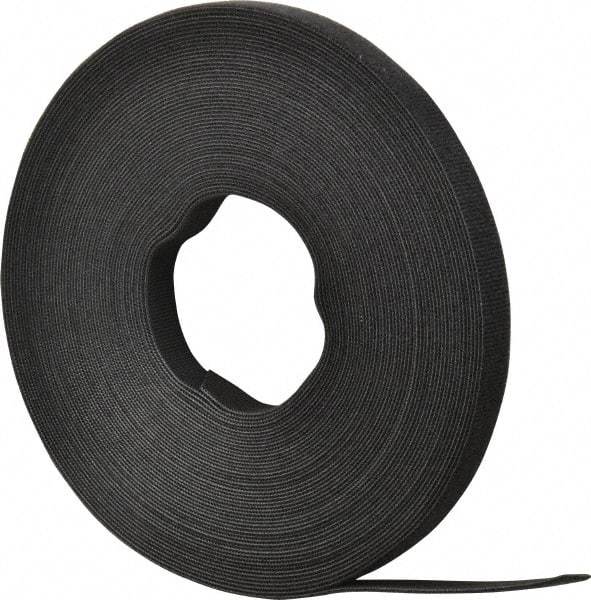SpeedTech - 75' Long Black Nylon & Polyethylene Hook & Loop Strap - 50 Lb Tensile Strength - Apex Tool & Supply