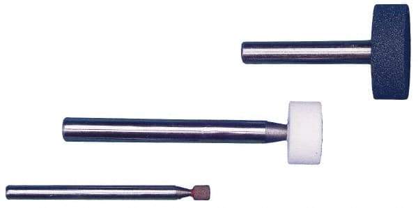 Grier Abrasives - 1/4" Head Diam x 1/4" Thickness, W160, Cylinder End, Aluminum Oxide Mounted Point - White, Medium Grade, 80 Grit, 30,000 RPM - Apex Tool & Supply