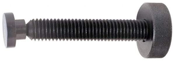 Gibraltar - 5/16-18 Knurled Shoulderless Swivel Pad Tip Grade C-12L14 Steel Thumb Screw - 2.985" OAL, 1-1/8" Head Diam x 3/8" Head Height, Black Oxide Finish - Apex Tool & Supply