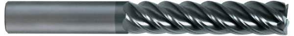 SGS - 1/2", 5 Flute, Single End, Solid Carbide, 0.03" Corner Radius End Mill - 4" OAL, 45° Helix, Right Hand Flute, 2" LOC, Right Hand Cut - Apex Tool & Supply