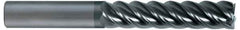 SGS - 1/2", 5 Flute, Single End, Solid Carbide, 0.03" Corner Radius End Mill - 4" OAL, 45° Helix, Right Hand Flute, 2" LOC, Right Hand Cut - Apex Tool & Supply