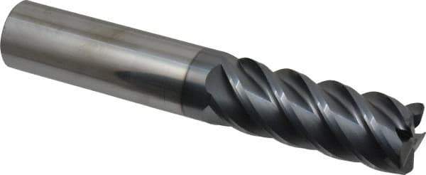 SGS - 1", 5 Flute, Single End, Solid Carbide, 0.06" Corner Radius End Mill - 6" OAL, 45° Helix, Right Hand Flute, 2-5/8" LOC, Right Hand Cut - Apex Tool & Supply