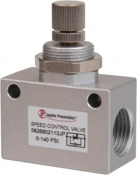 PRO-SOURCE - 1/2" NPT Inline Speed Control Valve - 0 to 140.78 psi & Aluminum Alloy Material - Apex Tool & Supply
