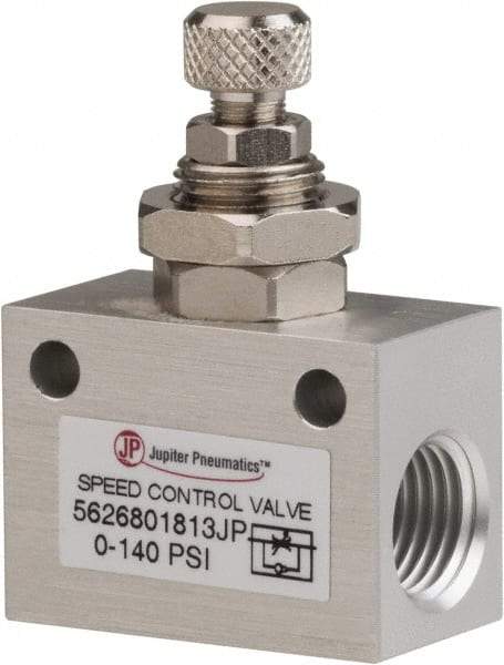 PRO-SOURCE - 1/4" NPT Inline Speed Control Valve - 0 to 140.78 psi & Aluminum Alloy Material - Apex Tool & Supply
