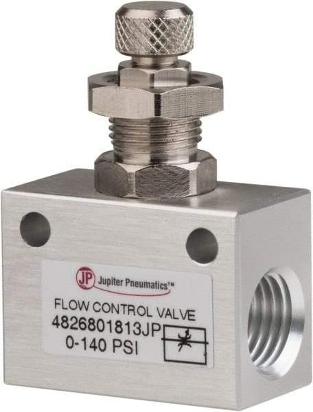 PRO-SOURCE - 1/4" NPT Inline Flow Control Valve - 0 to 140.78 psi & Aluminum Alloy Material - Apex Tool & Supply