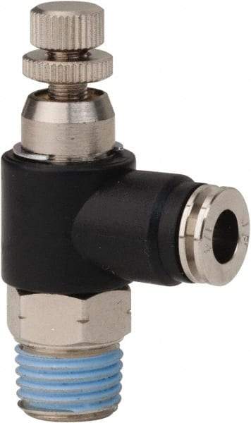 PRO-SOURCE - 1/4" Male NPT x 1/4" Tube OD Compact Banjo Valve - 0 to 113.76 psi & Techno Polymer, Brass, Steel Material - Apex Tool & Supply