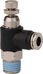 PRO-SOURCE - 1/4" Male NPT x 1/4" Tube OD Compact Banjo Valve - 0 to 113.76 psi & Techno Polymer, Brass, Steel Material - Apex Tool & Supply