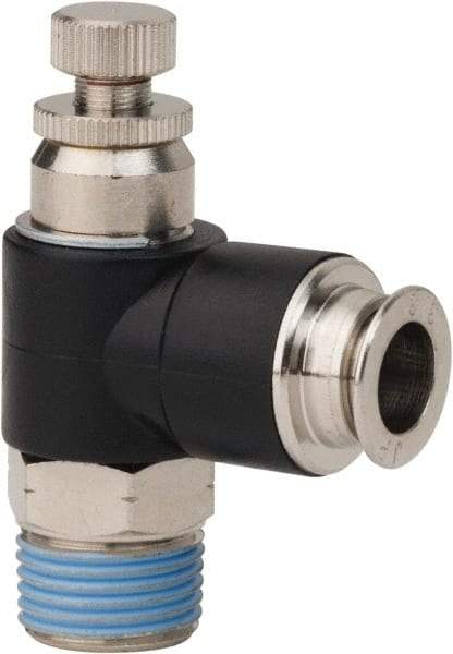 PRO-SOURCE - 3/8" Male NPT x 3/8" Tube OD Compact Banjo Valve - 0 to 113.76 psi & Techno Polymer, Brass, Steel Material - Apex Tool & Supply
