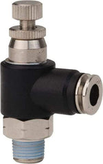 PRO-SOURCE - 1/8" Male NPT x 1/4" Tube OD Compact Banjo Valve - 0 to 113.76 psi & Techno Polymer, Brass, Steel Material - Apex Tool & Supply