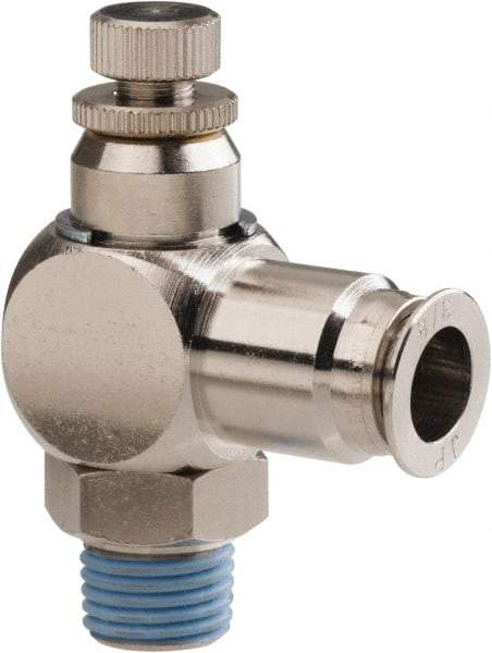 PRO-SOURCE - 1/4" Male NPT x 3/8" Tube OD Tamper Resistant Valve - 0 to 113.76 psi & Nickel Plated Brass Material - Apex Tool & Supply