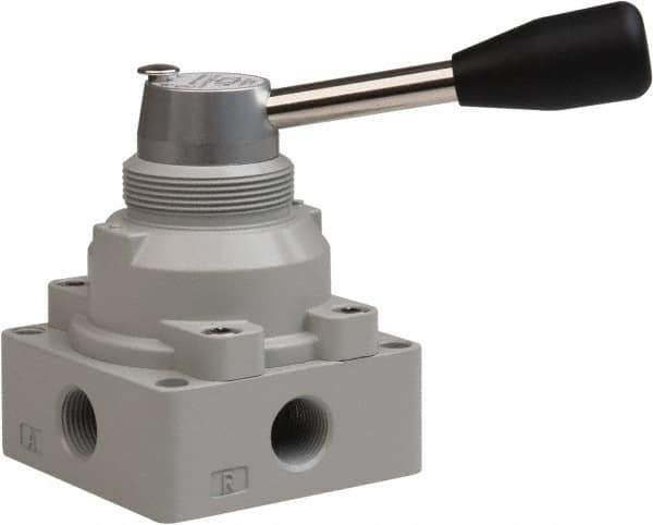 Value Collection - 3/8" NPT Manual Mechanical Valve - 4-Way, 3 Position with L Cock Device, 0.976 CV Rate & 127.98 Max psi - Apex Tool & Supply