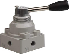 Value Collection - 1/4" NPT Manual Mechanical Valve - 4-Way, 3 Position with L Cock Device, 0.976 CV Rate & 127.98 Max psi - Apex Tool & Supply