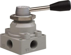 Value Collection - 1/2" NPT Manual Mechanical Valve - 4-Way, 3 Position with I Panel Nut, 0.976 CV Rate & 127.98 Max psi - Apex Tool & Supply