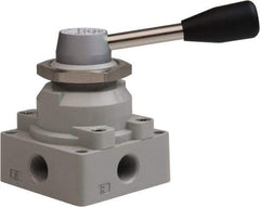 Value Collection - 3/8" NPT Manual Mechanical Valve - 4-Way, 3 Position with I Panel Nut, 0.976 CV Rate & 127.98 Max psi - Apex Tool & Supply
