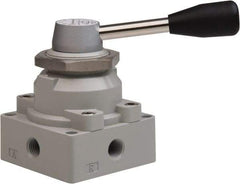 Value Collection - 1/4" NPT Manual Mechanical Valve - 4-Way, 3 Position with I Panel Nut, Lever, 0.98 CV Rate & 127.98 Max psi - Apex Tool & Supply