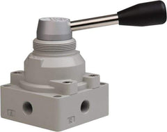PRO-SOURCE - 1/4" NPT Manual Mechanical Valve - 4-Way, 2 Position, Lever, 0.98 CV Rate & 127.98 Max psi - Apex Tool & Supply