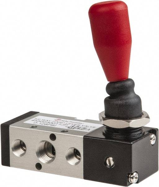 PRO-SOURCE - 1/4" NPT Manual Mechanical Valve - 5-Way, 2 Position, Lever, 0.98 CV Rate & 127.98 Max psi - Apex Tool & Supply