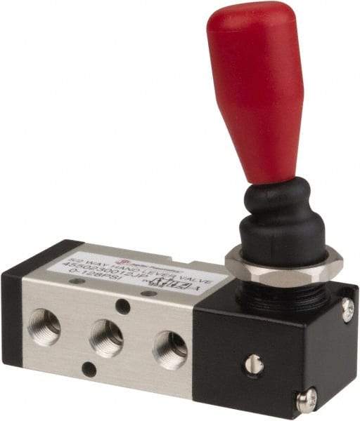 PRO-SOURCE - 1/8" NPT Manual Mechanical Valve - 5-Way, 2 Position, Lever/Spring, 0.98 CV Rate & 127.98 Max psi - Apex Tool & Supply