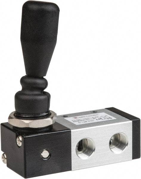 PRO-SOURCE - 1/4" NPT Manual Mechanical Valve - 3 Way, 2 Position, Lever/Detent, 0.98 CV Rate & 127.98 Max psi - Apex Tool & Supply