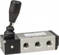 PRO-SOURCE - 1/4" NPT Manual Mechanical Valve - 5-Way, 3 Position, Lever/Detent, 0.98 CV Rate & 127.98 Max psi - Apex Tool & Supply