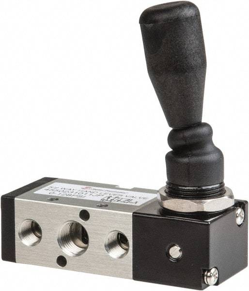 PRO-SOURCE - 1/4" NPT Manual Mechanical Valve - 5-Way, 2 Position, Lever/Detent, 0.98 CV Rate & 127.98 Max psi - Apex Tool & Supply